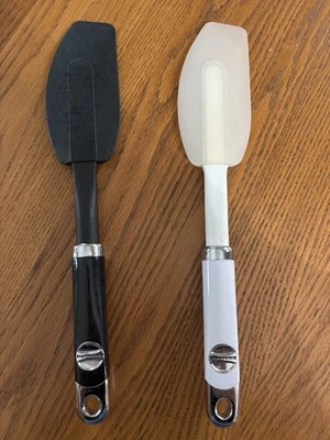 Pair Of Kitchen Aid Gourmet Scrapers Spatulas Black&White 12.5” Kitchen Utensils - Image 1 of 4