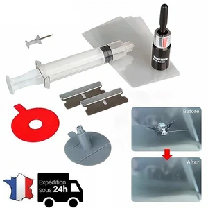 Kit Résine Outils de Réparation pour Vitre Verre Fissuré Rayé Éclat Pare-Brise - Imagen 1 de 13