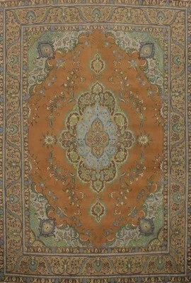 Orange Wool Traditional Living Room Area Rug 10x12 Vintage Over-Dyed Carpet - Image 1 of 4