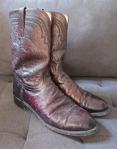 Botas de avestruz occidentales de cuero granate Lucchese 2000 para hombre talla 10 modelo # T007502 - Imagen 1 de 11