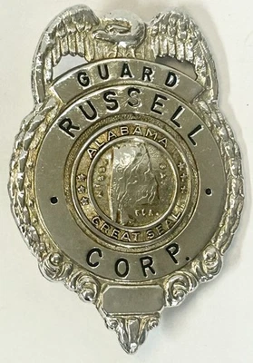 Russell Corporation Guard Officers Badge State Of Alabama Seal Obsolete Vintage - Image 1 of 3