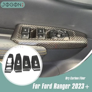 Dry Carbon Window Lift Switch Panel For Ford Ranger 2023-2025 Interior Door Trim - Picture 1 of 15