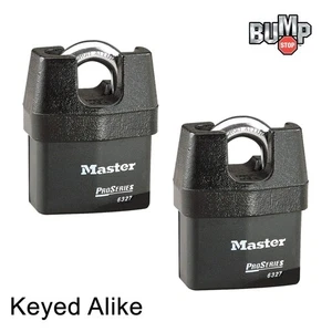 Master Lock Pro Series Padlock - (2) High Security Locks 6327NKA-2 w/ BumpStop - Picture 1 of 3