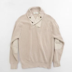 ORVIS Herren Beige Schalkragen Tasche Ellenbogen Patches Pullover Sweater Baumwolle Large - Bild 1 von 9