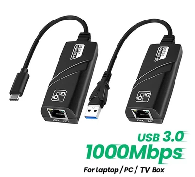 USB Type C to 100/1000 Mbps Gigabit RJ45 Ethernet Network LAN Adapter for PC Mac - Image 1 of 4