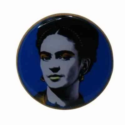Gancho de pared de madera, gancho para abrigo, colgador de pared artesanal, Frida Kahlo, arte pop, azul Foto 1 de 3