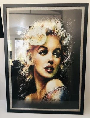 MARILYN MONROE FRAMED WALL PRINT ART PORTRAIT Glitter Frame Amateur Artist - image 1 of 4
