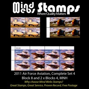Australian Stamp Sets, 2011 Force Aviation, Complete Set 4, Blocks 4 & 8, MNH - Picture 1 of 2