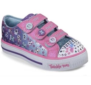 Skechers Twinkle Toes Sparkle Dog Cat Paw Party Light Up Sneakers Shoes Size 3 - Picture 1 of 8