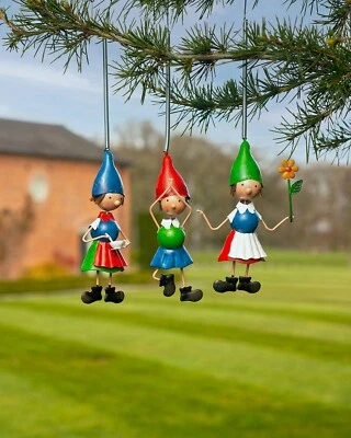 3 Miniatura Mini Mágico Metal Colgante Gnomo Hada Pixie Jardín Adornos Decoración  Foto 1 de 4