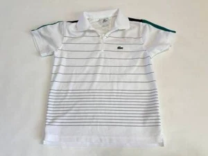 Lacoste Sport size 12 White Striped Polo Shirt B37 - Picture 1 of 3