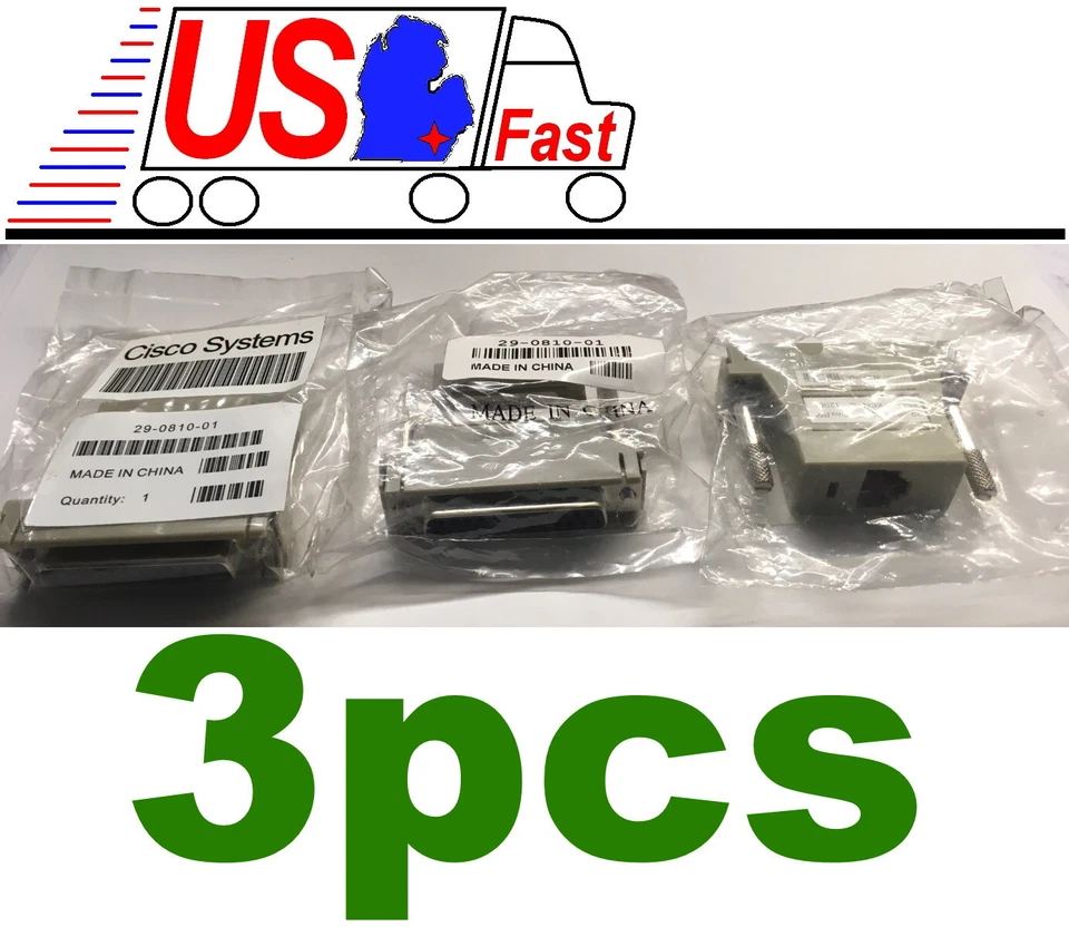 3pcs Cisco Systems Terminal Serial Adapter DB-25-pin Female to RJ-45 8pin Female - Image 1 of 1