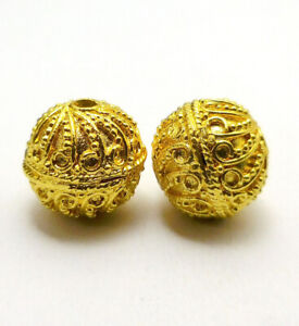 4 PCS 15MM SOLID COPPER BALI BEAD 18K GOLD PLATED 682 CHE-365