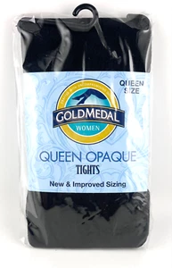 GoldMedal Women Queen Size Opaque Tights Pantyhose Black 160–220 Lbs 5'4" 5'11" - Picture 1 of 2