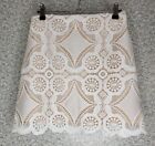 Abercrombie & Fitch Lined Crochet Lace Overlay Mini Skirt Tan & White Women's 0