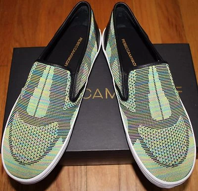 REBECCA MINKOFF 黑色/绿色多色皮革/针织运动鞋,尺寸 9.5M — 第 1/4 张图片