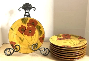 Juego de (6) platos de ensalada Ambiance FLEUR ROUGE de Nanette Vacher 8-3/8" - Imagen 1 de 14