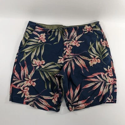 Pantalones Cortos Caqui Antiguos Azul Marino Floral Frente Plano Para Hombre Talla 33 Foto 1 de 4