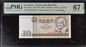 Germany Democratic 10 MARK 1971 ND 1985 P 28 b Superb Gem UNC PMG 67 EPQ - Picture 1 of 1