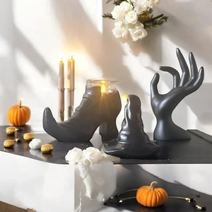 Halloween SET WITCH Hand Hat Witch Boot Candle Decor Martha Stewart Table Top - Picture 1 of 6