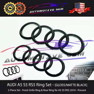Anillo AUDI A5 NEGRO rejilla delantera y emblema del maletero trasero tapa logotipo escotilla insignia S5 RS5 - Imagen 1 de 1
