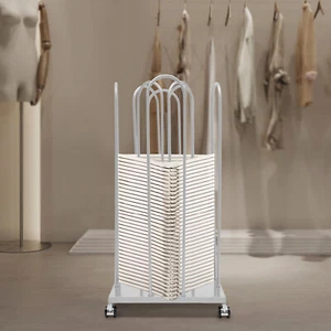 Hanger Organizer Storage Rack w/ Wheels Bedroom Clothes Steel Hanger Rack Stand - Picture 1 of 12