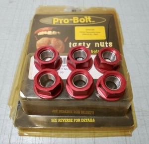 Set of 6 Pro-Bolt Red 12mm Sprocket Nuts SPN12R NEW - Picture 1 of 4