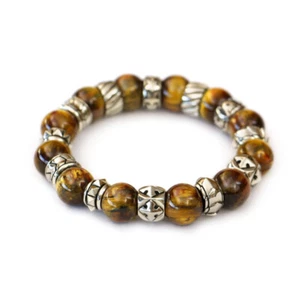 12mm Round Beads Pietersite 925 Sterling Silver Accessory Bracelet TA475D - Picture 1 of 19