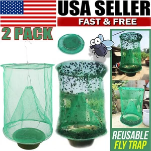 2 Pack The Ranch Fly Trapper Reusable Pest Bug Fly Catcher Killer Cage Net Trap - Picture 1 of 12