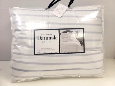 Charter Club Damask Designs Seersucker Ombre Stripe, Twin Comforter Set Grey - Image 1 of 4