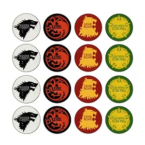 24x Game of Thrones Stark Targaryen Edible Wafer Cupcake Toppers decorations - Foto 1 di 1