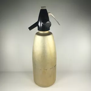 Vintage 1960s Gold Metal Bar Seltzer Bottle Rare MCM Hungarian Barware - Picture 1 of 9