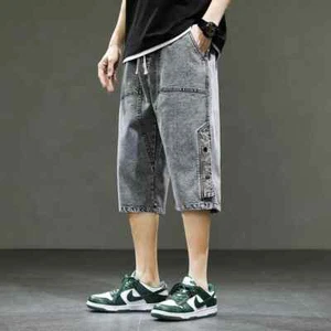 Koreanische Sommer Herren weites Bein Denim Shorts neu Mode lässig Baggy Jeans Shorts - Bild 1 von 18