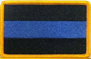 Dünne blaue Linie Polizei gefallen Moral Flagge Patch mit Haken Klebeverschluss #8 - Bild 1 von 1
