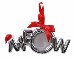 Meow Shaped Kitty Cat Kitten Pussy Photo Frame Christmas Holiday Resin Ornament - Picture 1 of 1