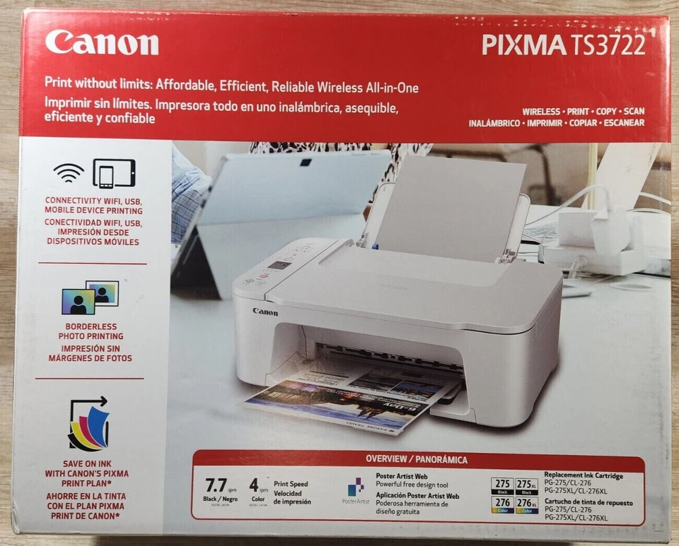 NEW Canon PIXMA 3720 (3520) Printer-Scan-Copy-Wireless/USB-Photo Size-School - Image 1 of 4