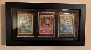 Trading Card Display Case 3 Sport Pokemon MTG Wood Frame + 35PT Magnetic Holders - Picture 1 of 16