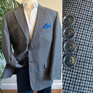 LANCIA BLAZER SIZE 46  BLUE CHECK SPORT COAT POLY WOOL BLEND LUXURY JACKET - Picture 1 of 14