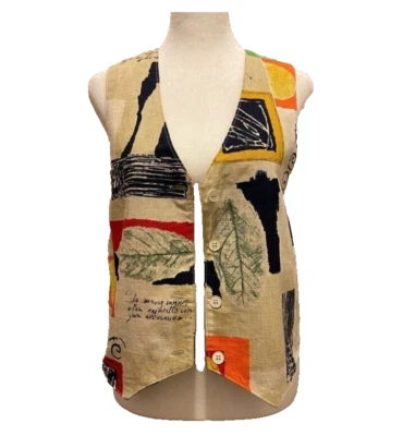 Irwin Alan Chicago NUEVO SIN ETIQUETAS Chaleco Estampado Gráfico Botón S Foto 1 de 4