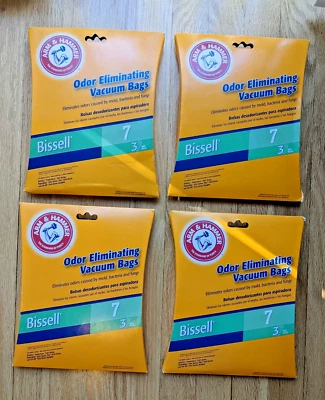 (4) 3 Packs  (12 bags) Arm & Hammer Bissell 7 Odor Eliminating Vacuum Bags- New - Image 1 of 2