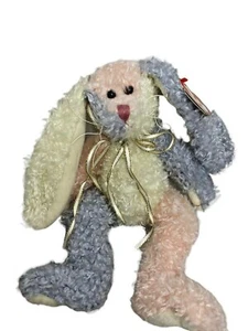 Easter Ty Attic Treasure MAY Rabbit Long Ears 1993 Jointed New Fuzzy Pink Purple - Picture 1 of 8