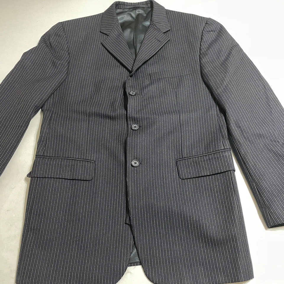 Burberry Mens Kensington Navy Striped 3 Button Wool 40R Suit 34X30 $1800 FLAW - Image 1 of 4