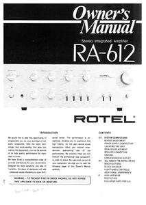 Operating Instructions for Rotel RA-612 - Picture 1 of 1