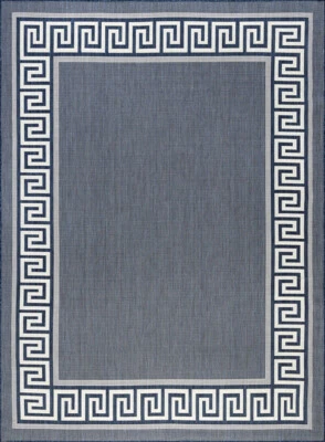 2x7 Blue Solid Angled Corners Single-Color Bordered ECO1005 - Aprx 2' 2" x 7' 3" - Image 1 of 4