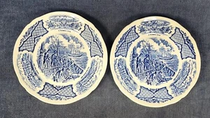 2 Alfred Meakin Fair Winds Blue 7"dia Bread & Butter Plate Vintage England u-10G - Picture 1 of 4