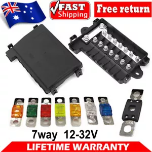 7 Way Multi Midi Mega Fuse Block Box Holder 12-32V FUSES INCLUDED Car Auto - Picture 1 of 12