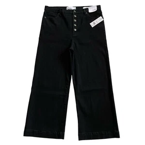 NWT Sam Edelman Codie High Rise Wide Leg Ankle Button Fly Black Jeans Size 32 - Picture 1 of 14