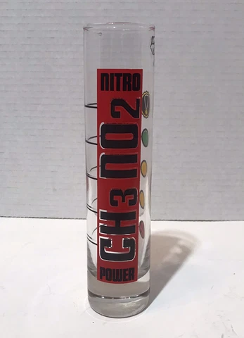 NHRA Champ Drag Racing Tall Shot Glass CH3 NO2 Nitro Power Advertising 7 3/8" H Cover
