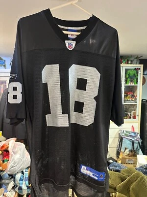 Camiseta deportiva Reebok On Field NFL Raiders Randy Moss negra grande usada Foto 1 de 4