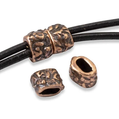 10 cuentas antiguas de barril de cobre Jardín - componentes de joyería orgánica para cuero Foto 1 de 4